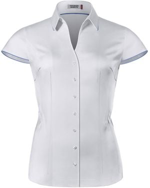 Vincenzo Boretti Klassische Bluse tailliert stretch Kurzarm - Weiß