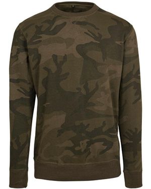 Build Your Brand Langarmshirt Camo Crewneck T-Shirt - Grün