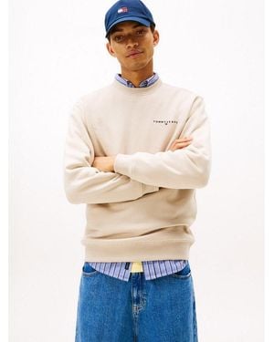 Tommy Hilfiger Sweatshirt Tjm Reg Linear Crew Ext Mit Logostickerei - Weiß