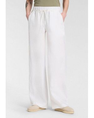 M·a·c Leinenhose Chiara Belt Sommerhose Wide Fit, Mit Geradem, Weitem Bein - Weiß
