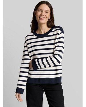 Tom Tailor Strickpullover Pullover & Strickjacken Strickpullover Mit Streifenmuster - Weiß