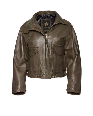 Apple Of Eden Lederjacke (1-St) hüftlang mit Umlegekragen - Braun