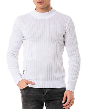 Redbridge Strickpullover mit kurzem Rippstrick Kurzer Stehkragen in Feinstrick - Weiß