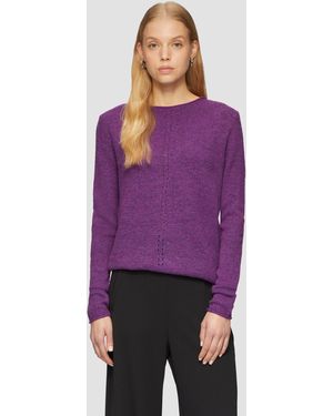 QS Weicher Strickpullover mit Ajour-Detail Rollsaumblende - Lila