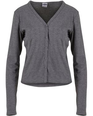 Urban Classics Strickjacke Ladies Rib Cardigan (1-tlg) - Grau