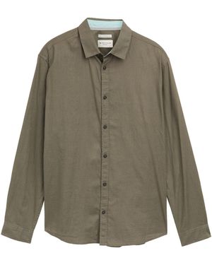 Tom Tailor Kurzarmshirt cotton linen shirt - Grün