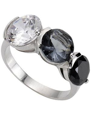 Zeeme Fingerring 925 Sterling Silber Zirkonia Mehrfarbig - Schwarz