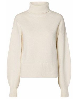 SELECTED Rollkragenpullover Slwellie Ls Knit Roll Neck - Weiß