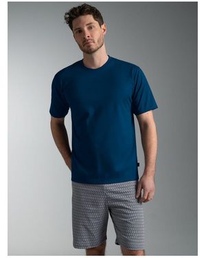 Trigema Schlafanzug Pyjama im modischem Allover-Muster (1 tlg) - Blau