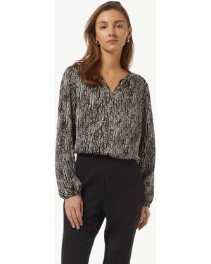 comma casual identity Langarmbluse Tunikabluse mit All-over-Print aus Satin - Grau