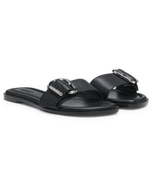 HUGO Amaryl Pantolette Sommerschuh, Urlaubsschuh, Mules, Slides Mit Großer Schnalle - Schwarz