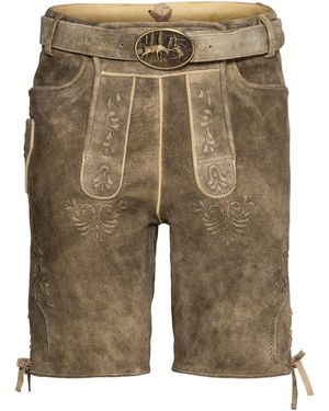 ALMSACH Trachtenhose Kurze Lederhose mit Gürtel - Grün