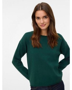 Vero Moda Strickpullover Vmgold Roll Ls O-Neck Pullover Ga Viskosemischung, Regular Fit - Grün