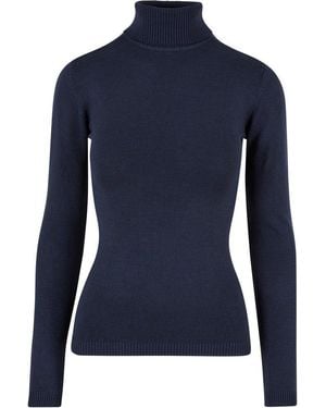Urban Classics Rundhalspullover Ladies Knitted Turtleneck Sweater - Blau