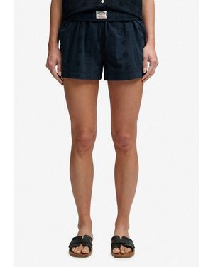 Superdry Shorts Cotton Broderie Beach Shorts Mit Hübscher Lochstickerei - Blau