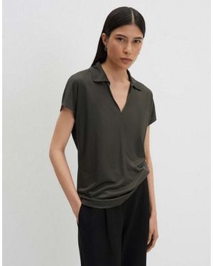 someday. Poloshirt Kendri Aus Viskose Mit Fließendem Fall Leichte Transparenz Für Feminine Looks - Schwarz