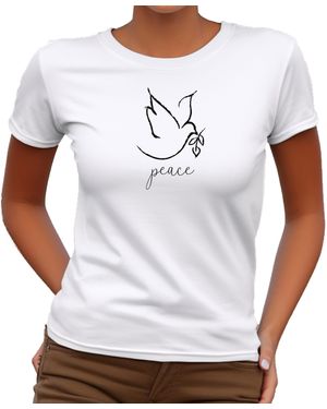 Banco Exklusives Kurzarm T-Shirt Sommer Friedenstaube Unifarbe Unifarben - Weiß