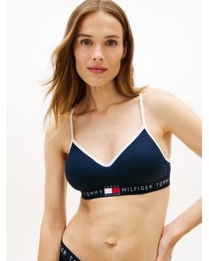 Tommy Hilfiger Bralette Gerippte Struktur, Mit Push-Up Effekt - Blau