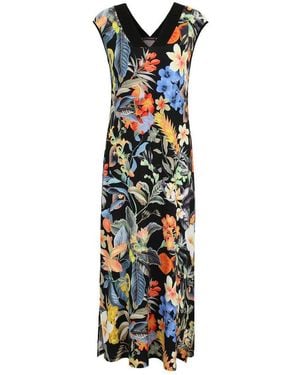 Doris Streich Maxikleid Aus Jersey Mit Blüten-Print - Blau
