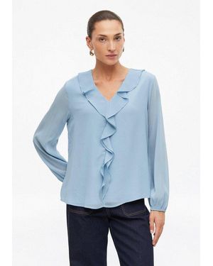S.oliver Langarmbluse Bluse Bluse Aus Crinkle-Chiffon Mit Volants - Blau