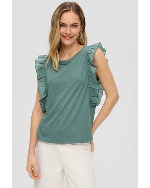 S.oliver Shirttop Top mit Raffung Rüschen - Grün