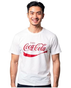 Coca Cola T-Shirt Logo Print Retro Sammlerstück Party Fanartikel - Weiß