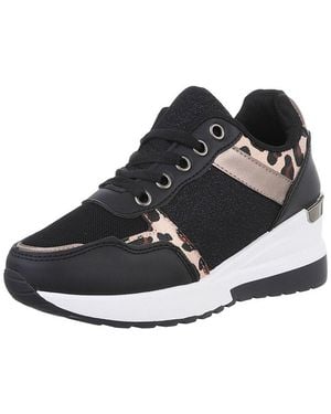 Ital-Design Damen Low-Top Freizeit Sneaker (88671447) Keilabsatz/Wedge Sneakers Low - Schwarz