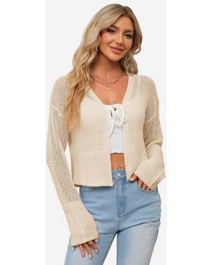 Imily Bela Cardigan Damen Kurzer Strickcardigan (Packung, 1-Tlg. 1Per-Pack) - Weiß