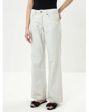 Herrlicher Leinenhose Edna Cotton Linen Mix 5 Pocket Hose aus Baumwolle mit Leinen im Flared Fit - Weiß