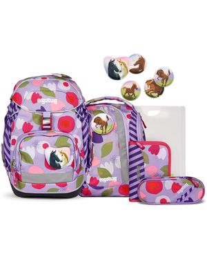 ergobag Schulranzen pack . (-tlg., 6-teiliges Set), größenverstellbares Rückensystem - Pink