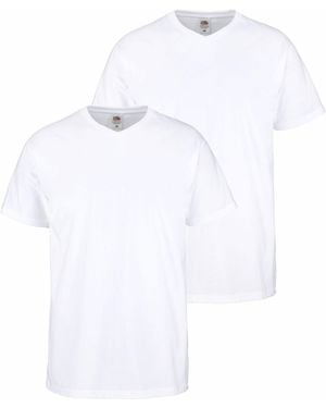 Fruit Of The Loom T-Shirt (Packung, 2-tlg) mit V-Ausschnitt - Weiß