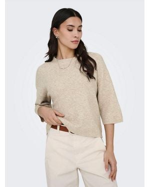 Jdy Strickpullover Chloe Life 3/4 On Pullover Knt Noos Materialmix, Knit Fit - Natur