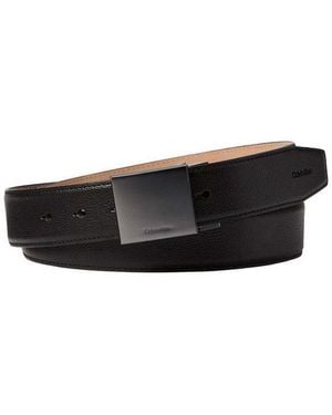 Calvin Klein Ledergürtel Dress Plaque Pebble 35Mm Adj Größenverstellbar Mit Metallschließe - Schwarz