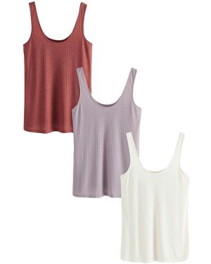 Next Ägertop Gerippte Trägertops, 3er-Pack (3-tlg) - Lila