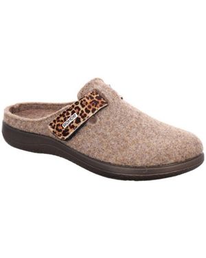 Rohde Bari Pantoffel Hausschuh, Clog Mit Klettverschluss-Riemchen - Braun