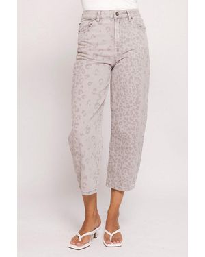 Zhrill 7/8-Jeans Iza Bequeme Passform, Gerade Beinform, 7/8-Länge, Mit Animal-Print - Pink