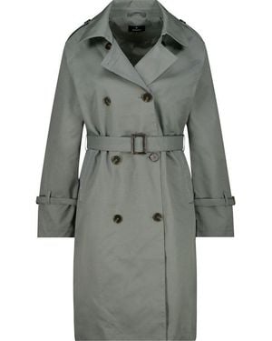 Monari Outdoorjacke Trenchcoat mit Schmuckkette forest - Grau