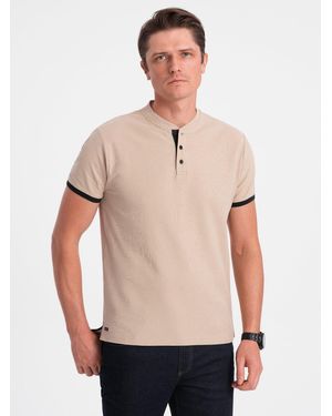Ombre Poloshirt für Männer ohne Kragen - Natur