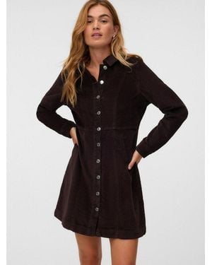 Vero Moda Cordkleid Vmdaisy Ls Short Cord Dress Noos Baumwolle, Cord - Schwarz