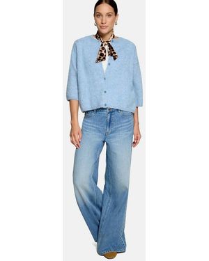 Zero Strickjacke Damen Mit Knöpfen (1-Tlg) Knopfleiste - Blau
