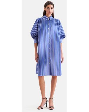 Seidensticker Blusenkleid 3/4 Kragen Gestreift - Blau