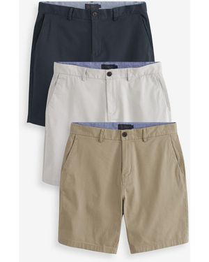 Next Chinoshorts 3er-Pack Chinohosen mit Stretch, Straight Fit (3-tlg) - Blau