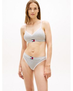 Tommy Hilfiger Bralette Gerippte Struktur, Mit Push-Up Effekt - Grau