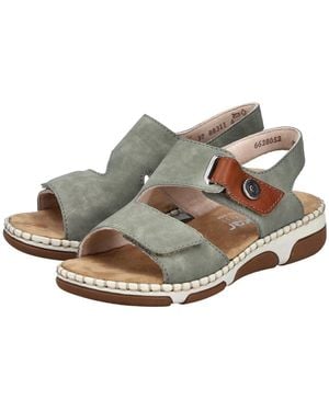 Rieker Sandale Sommerschuh, Klettschuh Mit Aufwändiger Ziernaht An Der Laufsohle - Mettallic