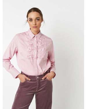 Toni Hemdbluse Alma mit feinen Streifen und Schleifendetail - Pink