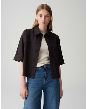 Opus Kurzarmbluse Freppy Im Overshirt Stil - Schwarz