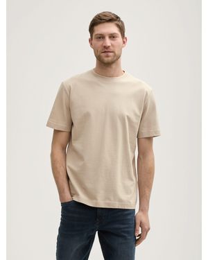 Tom Tailor T-Shirt mit Piqué Struktur - Natur