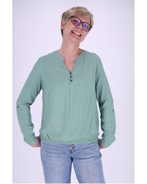 SPLASH OF COLOR Klassische Bluse Schlupfbluse mit Gummibund und Minimalprint Karo - Weiß