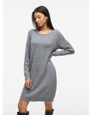 Vila Strickkleid Viril L/S Knit Dress - Grau