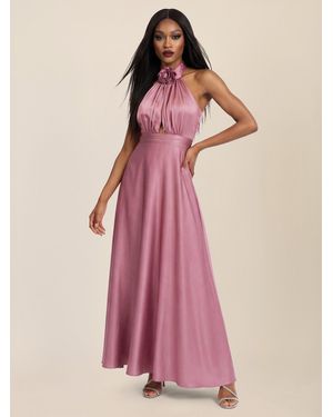 Apart Abendkleid aus Satin mit amerikanischem Ausschnitt - Pink